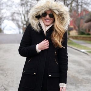 J. Crew Chateau Parka in Black Stadium Cloth Wool